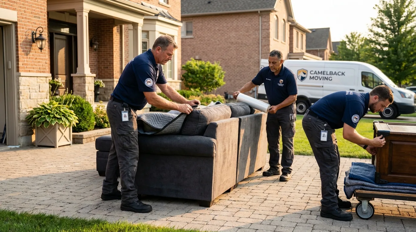 Large estate moving crew wrapping furniture in Batesville, IN