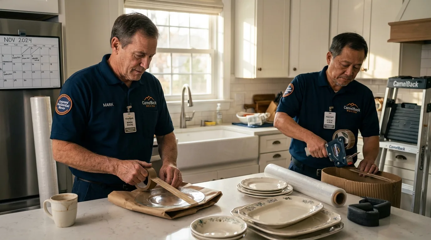 Professional crew packing kitchen dishware in Batesville, IN